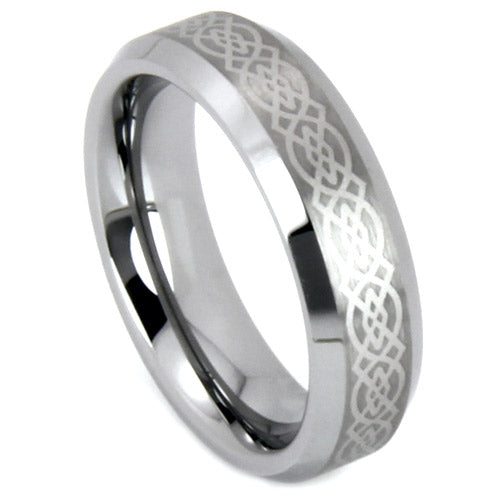 Tungsten band with celtic design. 6mm